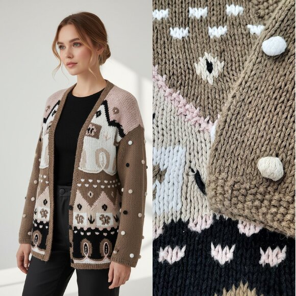 Vintage | Sweaters | Vtg 9s Hand Knit Cotton Cardigan Sweater Jennifer ...